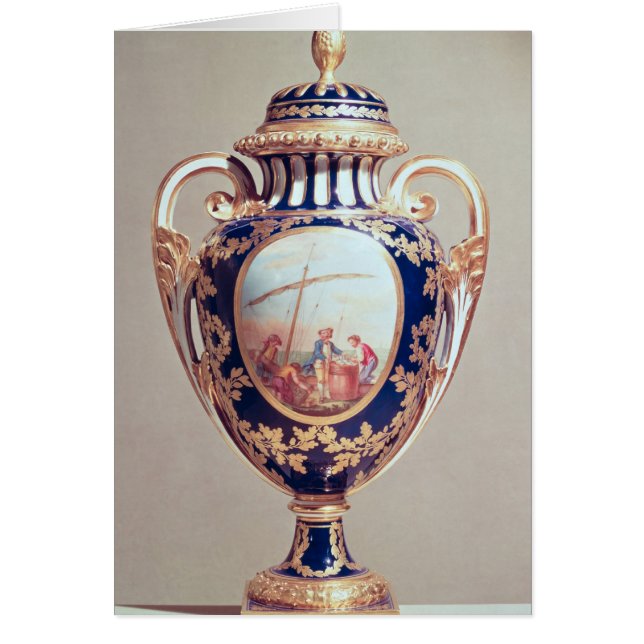 Sevres vas, mitt- 18th århundrade hälsningskort (Framsidan)