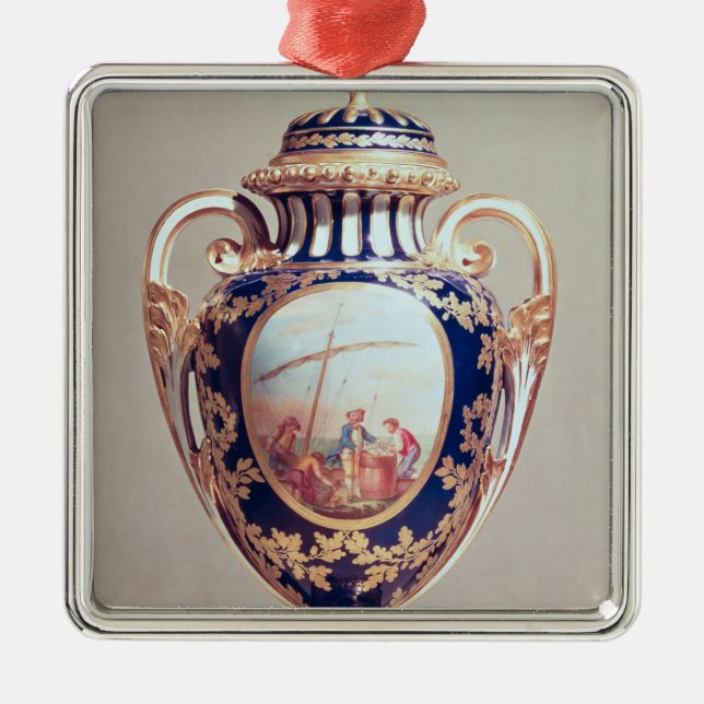 Sevres vas, mitt- 18th århundrade julgransprydnad metall (Framsidan)