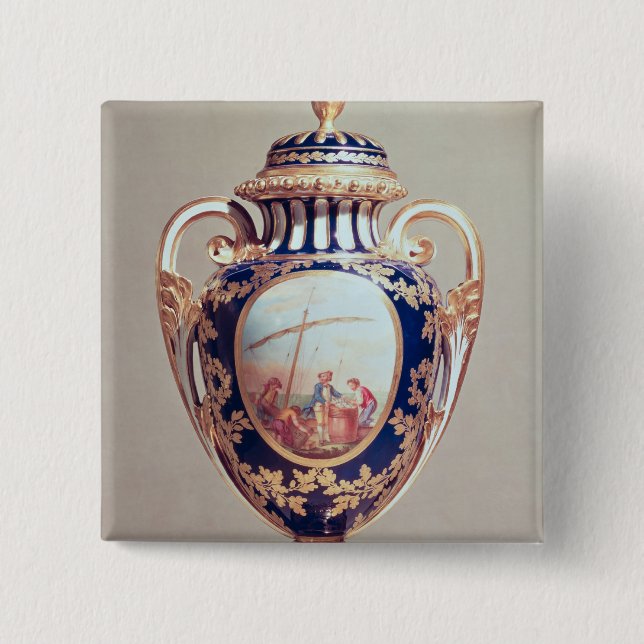 Sevres vas, mitt- 18th århundrade knapp (Framsida)