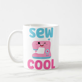 Sew Cool Cute Kawaii Sewing Machine Funny Pun Quil Kaffemugg