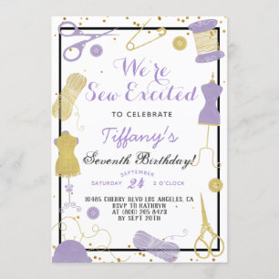 Sew Exced Sewing Birthday Inbjudningar
