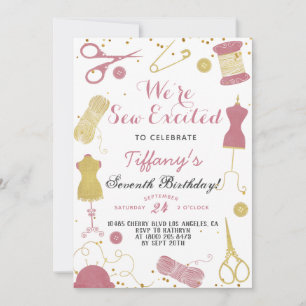 Sew Exced Sewing Birthday Inbjudningar