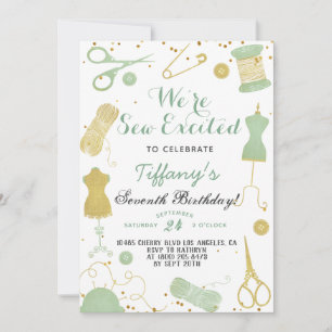 Sew Exced Sewing Birthday Inbjudningar