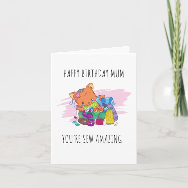 Sew Fantastisk Puns Birthday Card Kort (Framsida)