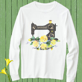Sew Finare Gult Blommigt Vintage Sewing Maskin T Shirt