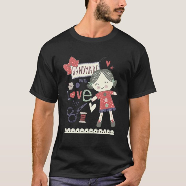 Sew Girl Sewer Seamstress Kärlek Rag Dolls Qu T Shirt (Framsida)