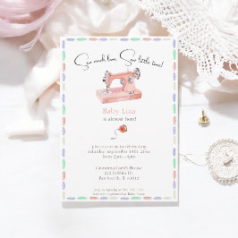 Sew Mycket Kärlek Pastel Watercolor Stitch Baby Sh Inbjudningar
