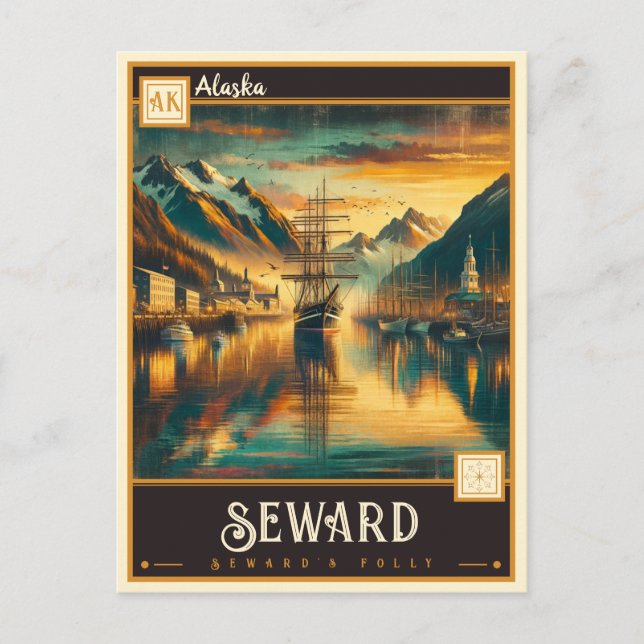 Seward, Alaska | VINTAGE Vykort (Framsida)