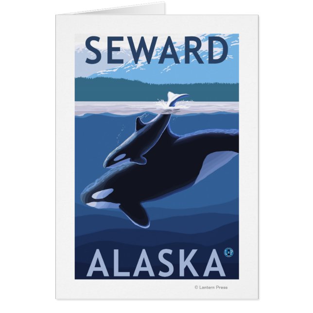 Seward, AlaskaOrca och Calf Scene Hälsningskort (Framsidan)