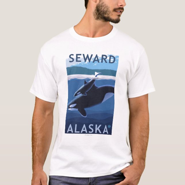 Seward, AlaskaOrca och kalvplats Tee (Framsida)