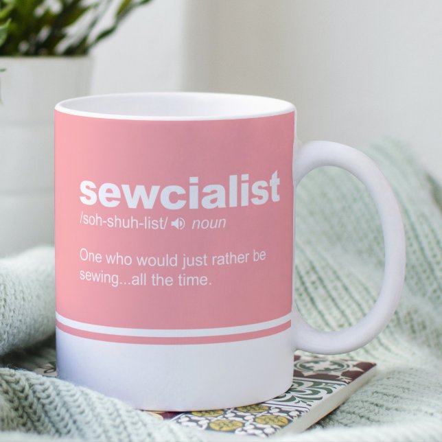 Sewcialist Lny Sewing Modern Typography Coffee Kaffemugg (Skapare uppladdad)