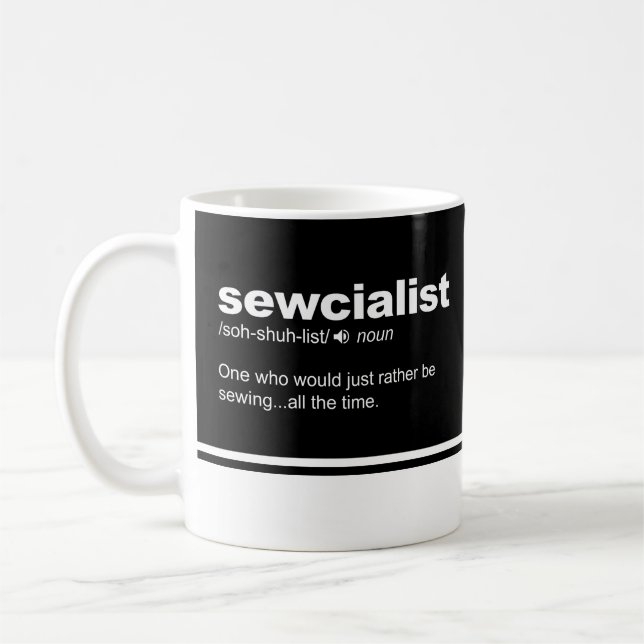 Sewcialist Lny Sewing Modern Typography Coffee Kaffemugg (Vänster)