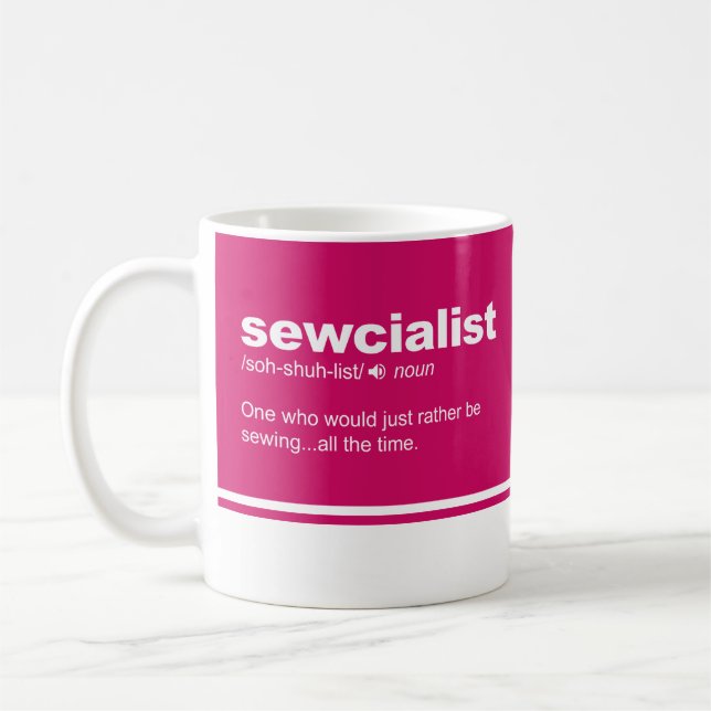 Sewcialist Lny Sewing Modern Typography Coffee Kaffemugg (Vänster)