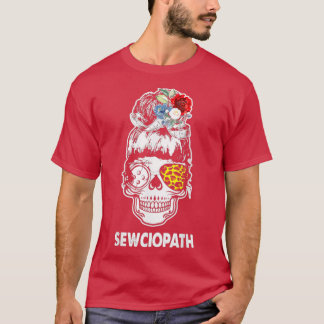 Sewciopath Cool Leopard Skull Floral Sewing Gifts T Shirt