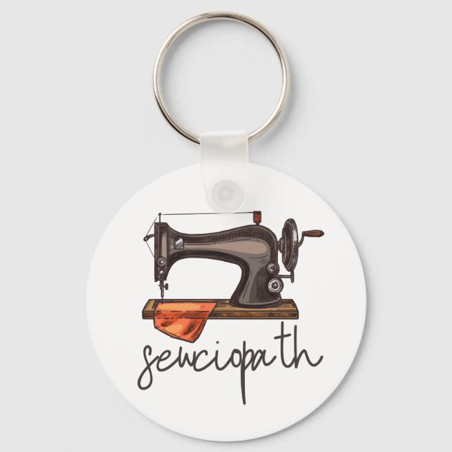Sewciopath Sewing Maskin Funny Citat minimalist Nyckelring (Framsida)