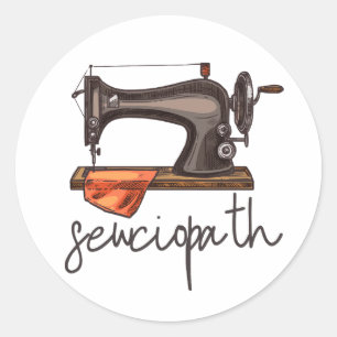 Sewciopath Sewing Maskin Funny Citat minimalist Runt Klistermärke