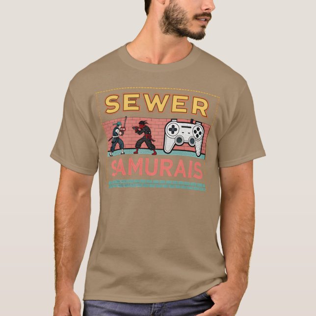 Sewer Samurais Retro Video Game friend T Shirt (Framsida)
