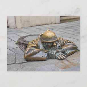 Sewer Worker Bronze Statue, Bratislava, Slovakien Vykort