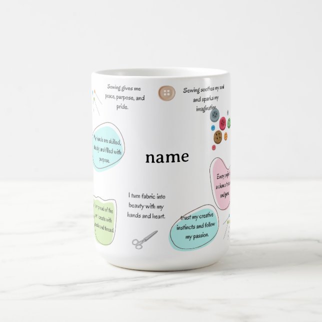 Sewing Affirmations for Crafters | Sewing Quotes Kaffemugg (Center)