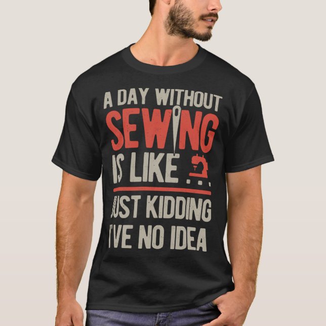 Sewing Funny retro T Shirt (Framsida)