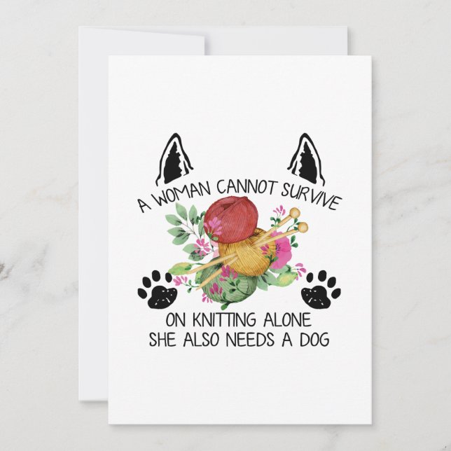 Sewing Gift | En kvinna kan inte Överleva på stick Spara Datumet (Framsida)