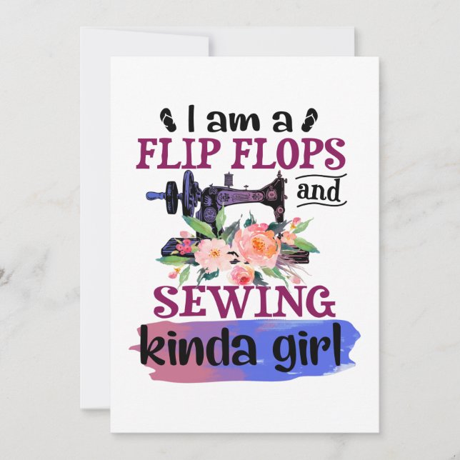 Sewing Gift | Jag är Flinflip flops och sydd Spara Datumet (Framsida)