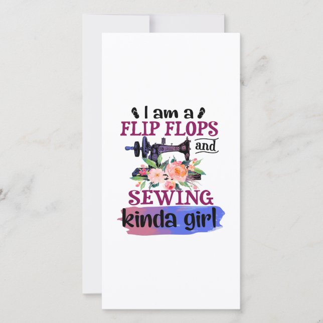 Sewing Gift | Jag är Flinflip flops och sydd Tack Kort (Framsida)