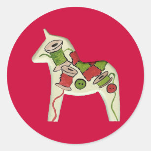 Sewing Horse Sticker Runt Klistermärke