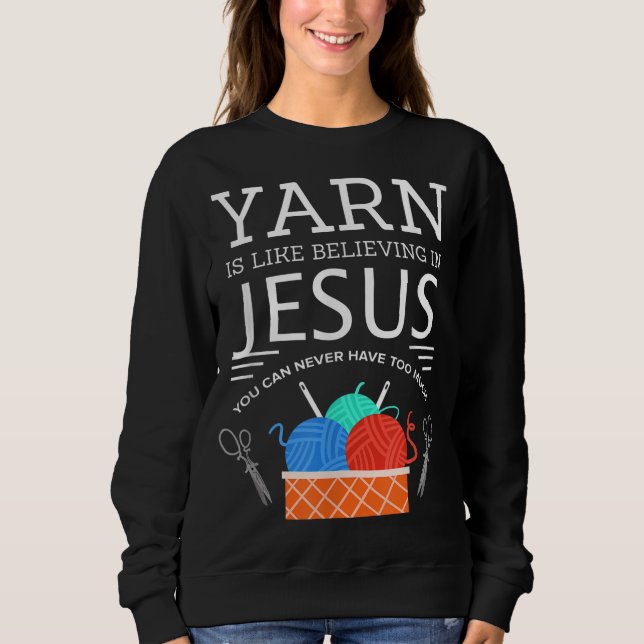 Sewing Jesus Quilting Yarn Nål Christian T Shirt (Framsida)