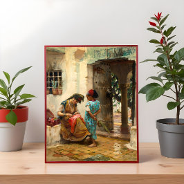 Sewing Lesson av Frederick Bridgman Poster