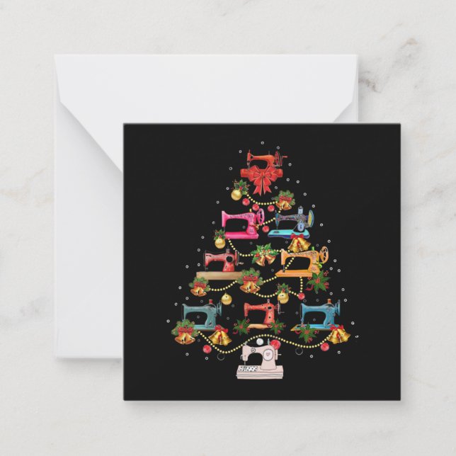Sewing Machine Christmas Tree Anteckningskort (Framsida)
