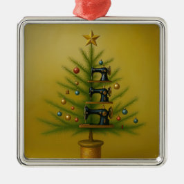 Sewing machine Christmas tree Happy Crafty Xmas Julgransprydnad Metall