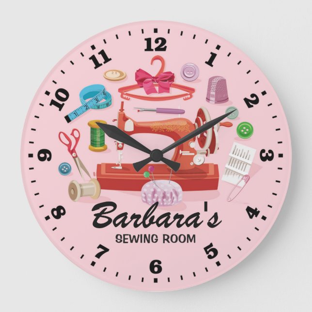 Sewing Machine Personalizable Wall Clock Stor Klocka (Framsida)
