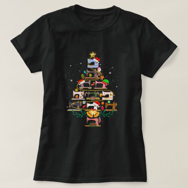 Sewing Machines Christmas Tree Funny Sewing Lover  T Shirt (Design framsida)