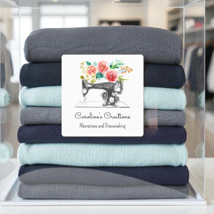 Sewing Maskin Black White Seamstress Tailor Label Klistermärke