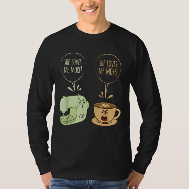 Sewing Maskin Coffee Funny Sew Quilting Seamstres T Shirt (Framsida)