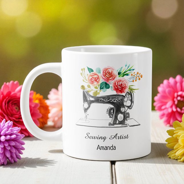 Sewing Maskin Dressmaker Black White Jumbo Mugg (Skapare uppladdad)
