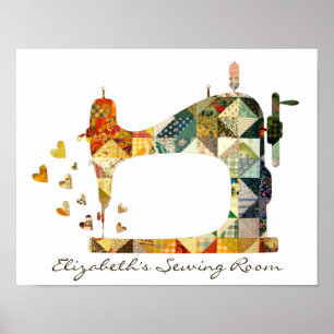 Sewing Maskin Patchwork Quilt Poster