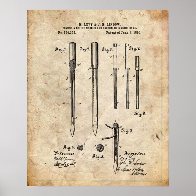 Sewing Maskin Patent Poster (Framsidan)