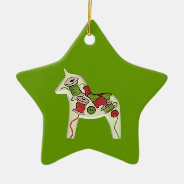 Sewing Quilt Dala Horse jul Ornament (Framsidan)