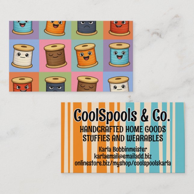 Sewing quilter quilter seamstress thread spools visitkort (Fram/baksida)