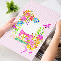 Sewing Ribbon Floral Gingham Pink