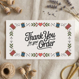 Sewing Small Business Thank You Business Card Visitkort