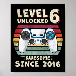 Sex 6år Födelsedag Son Pojke Rolig Spelare 6:e 6 Å Poster