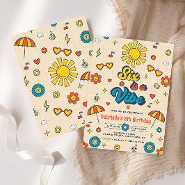 Sex är en stämning Retro Daisy 6-årsdag Inbjudningar