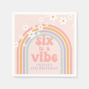 Sex är en Vibe Pastel Rainbow 6e födelsedag Pappersservett