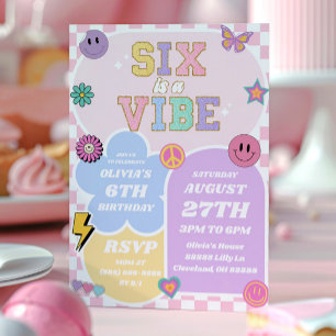 Sex är en Vibe Preppy Patch 6e Födelsedagsfest Inbjudningar