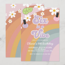 Sex är en vibe Spa Rainbow 6e Birthday Inbjudningar