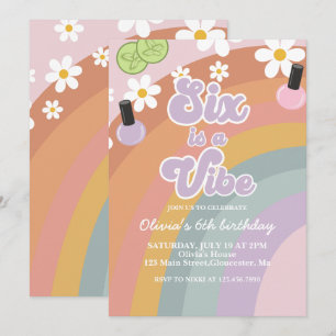 Sex är en vibe Spa Rainbow 6e Birthday Inbjudningar