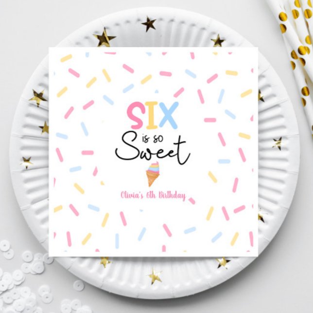 Sex är så sötad Ice Cream 6e Födelsedagsfest Pappersservett (Skapare uppladdad)